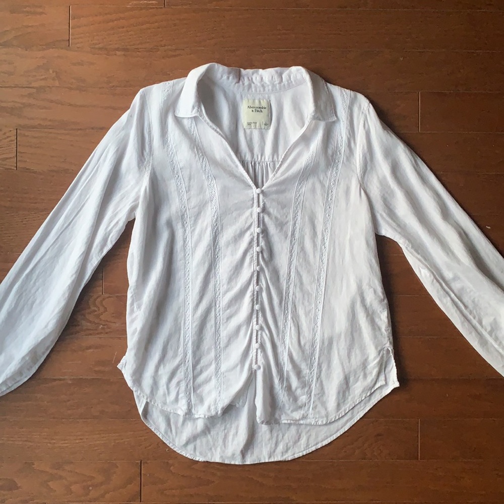 Abercrombie & Fitch | White Button Linen Blouse L